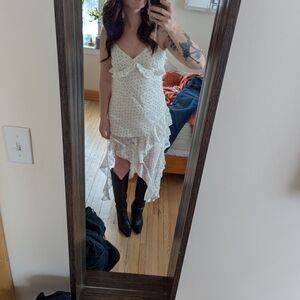 Elegant White Polka Dot Dress